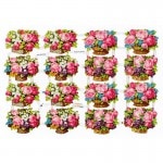 ドイツ製 クロモス スクラップシート （バスケット×ピンクローズ）