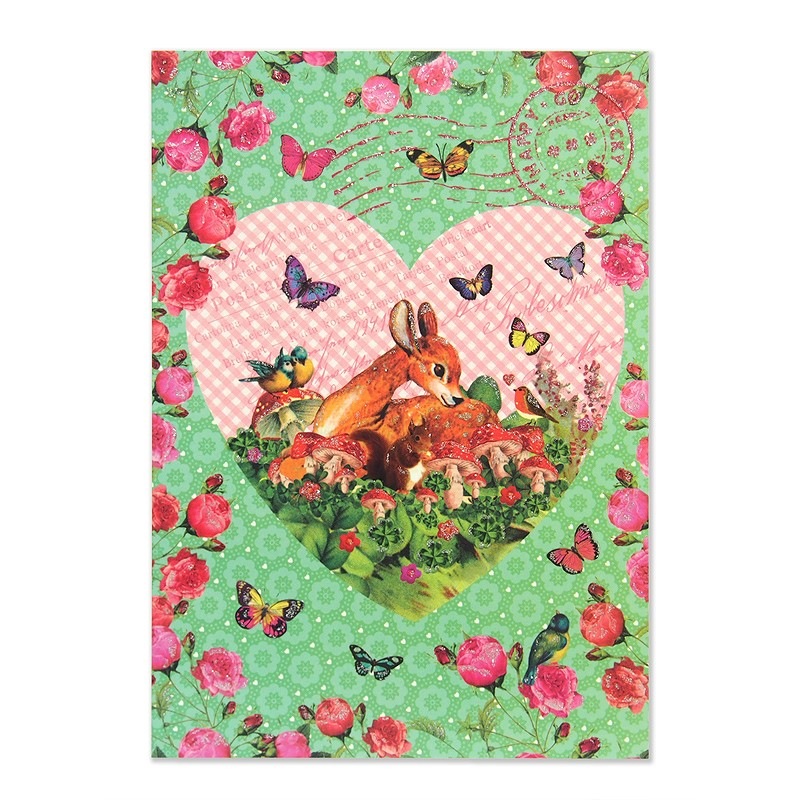 ロジャーラボード バレンタイン グリーティングカード ハート シカ Roger La Borde ロジャーラボード グリーティングカード 二つ折りカード Lサイズ 雑貨ロビン