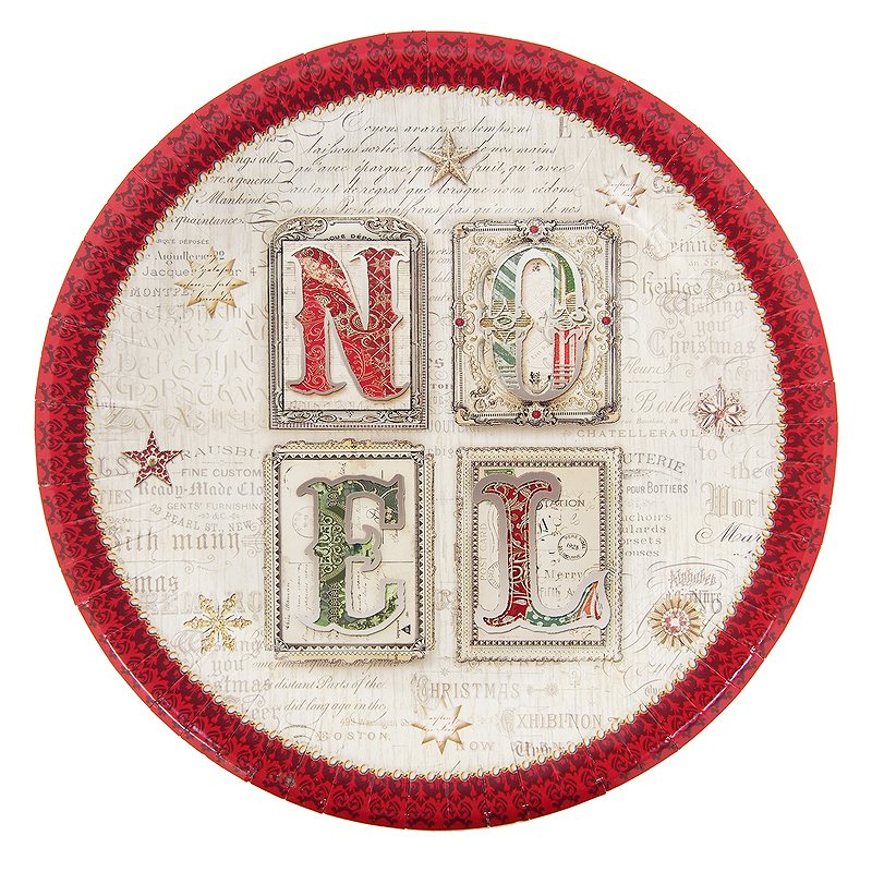 Punch Studio 【クリスマス】 8枚入り ペーパープレート Lサイズ （ホワイト×NOEL）