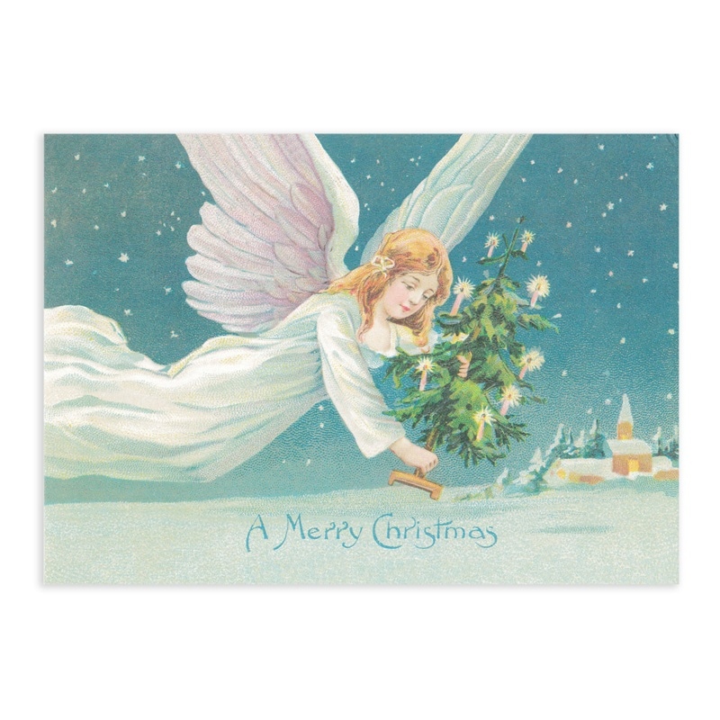 Michel Company クリスマス ポストカード クリスマスツリーを運ぶ天使 クリスマス雑貨 クリスマスカード ポストカード 雑貨ロビン