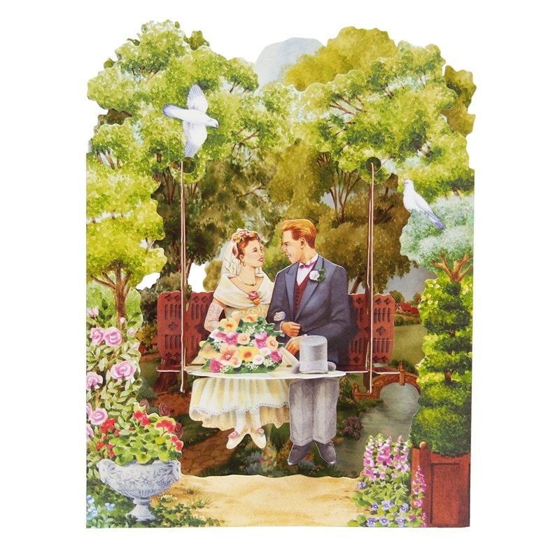 【期間限定40%OFF】 イギリス製 ビンテージカード SANTORO GRAPHICS 【結婚祝い】 ポップアップ スウィングカード （新郎新婦）
