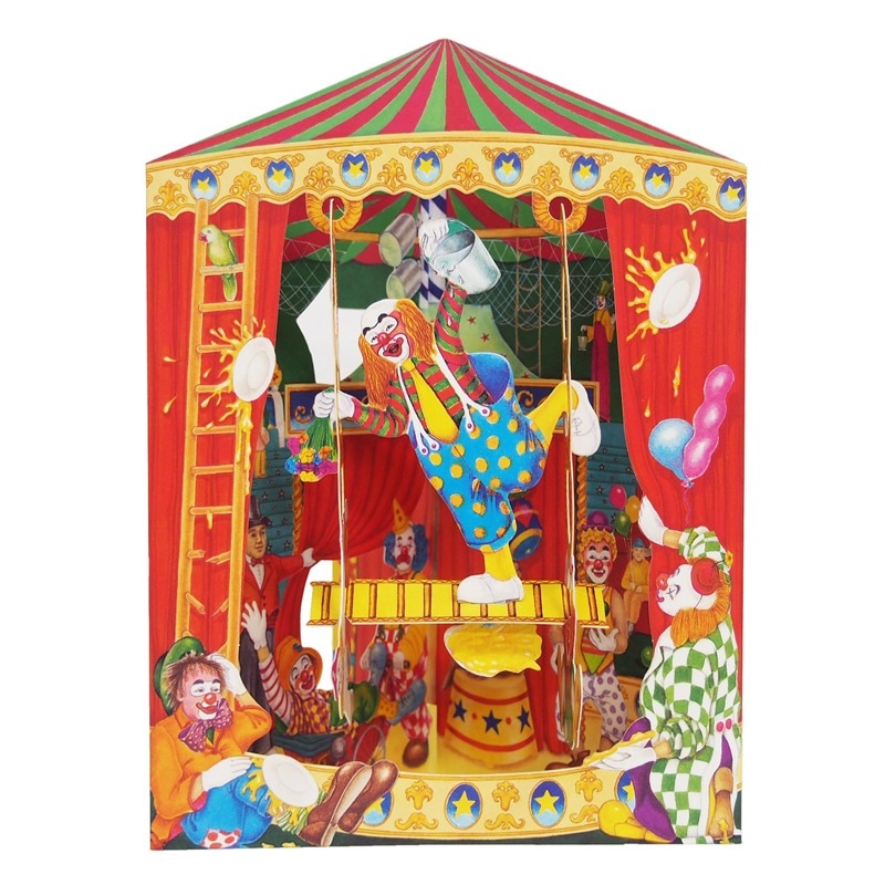 【期間限定40OFF】 イギリス製 ビンテージカード SANTORO GRAPHICS ポップアップ スウィングカード （ピエロのサーカス