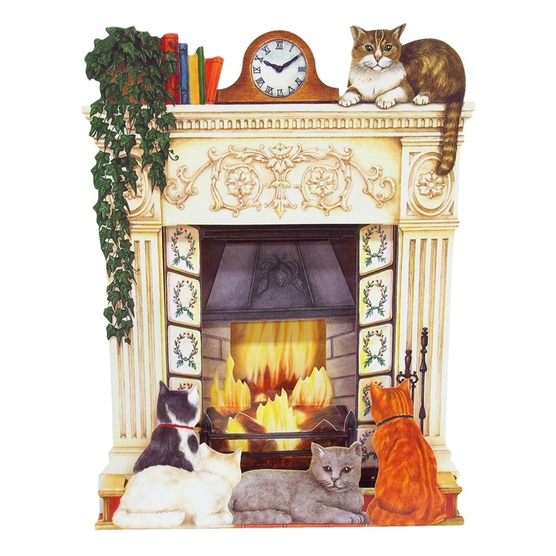 【期間限定40OFF】 イギリス製 ビンテージカード SANTORO GRAPHICS ポップアップカード （暖炉とネコ） すべての商品