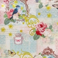 Punch Studio ラッピングペーパー | 包装紙 （ブルーバード×ピンクローズ）|ラッピングペーパー|Punch Studio パンチスタジオ