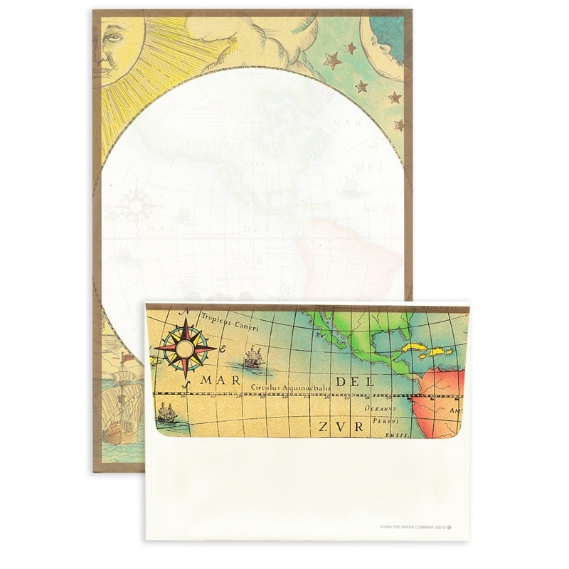 The Paper Company レターセット 便箋6枚 封筒3枚 （世界地図）
