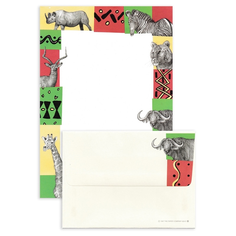 The Paper Company レターセット 便箋6枚 封筒3枚 （アフリカの動物たち）
