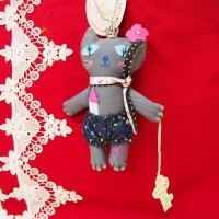 トートバッグ ネコのマスコット付き Lサイズ レッド|トートバッグ|バッグ | ポーチ