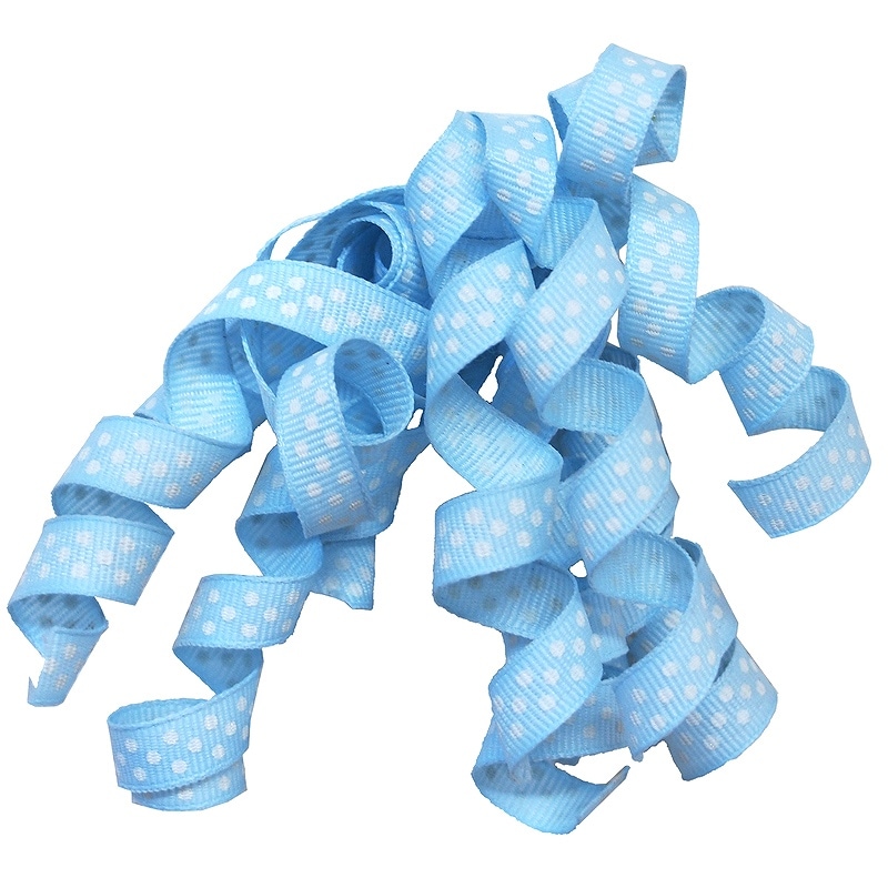 The Gift Wrap Company ラッピング用リボン ポルカドットカーリーズ （水色×水玉）