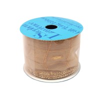 SL ラッピングリボン エレガント ワイヤードリボン （ゴールド×スクエア） 50mm×2.5m