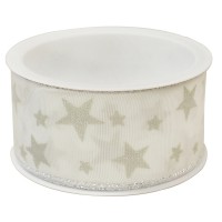 ラッピング用リボン プリントワイヤリボン （銀×星）|リボン|ラッピング | 手芸用品