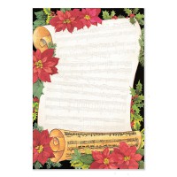 The Paper Company 【クリスマス】 レターセット 便箋6枚 封筒3枚 （ヒイラギ×楽譜）|レターセット | 便箋|文房具