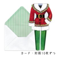 Punch Studio 【クリスマス】 グリーティングカード & メモパッドセット （サンタ×コート×ブーツ） ダイカット|グリーティングカード|Punch Studio パンチスタジオ