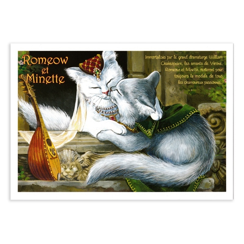 フランス製　ネコのポストカード （Romeow et Minette） ロミオとジュリエット