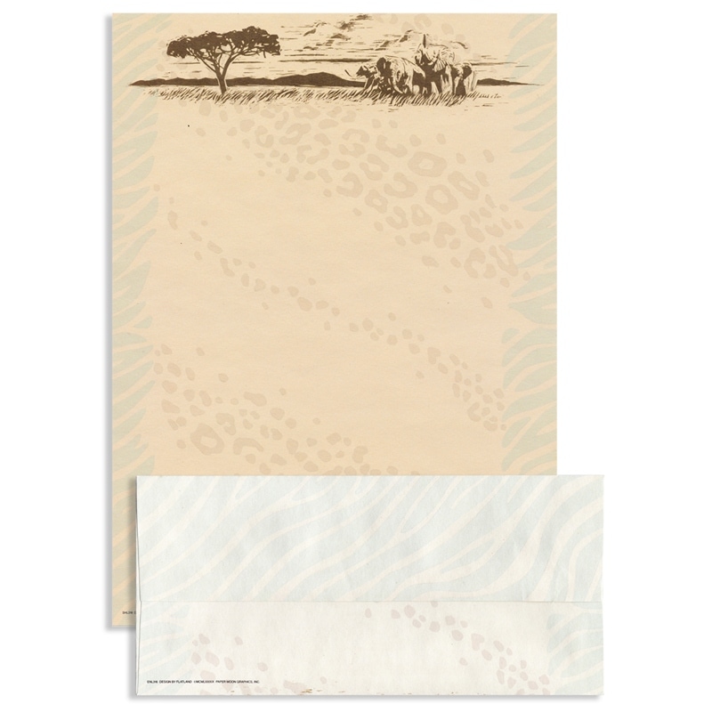 Paper Moon Graphics レターセット 便箋6枚 封筒3枚 （ゾウ×サバンナ）