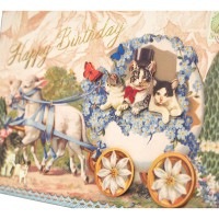 ANTIQUE 【誕生日】 キャット 立体 グリーティングカード （猫×馬車）