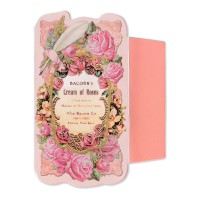 ANTIQUE ダイカット ポチ袋 ローズ 5枚セット Sサイズ （ピンク×フェザー）|ポチ袋|文房具
