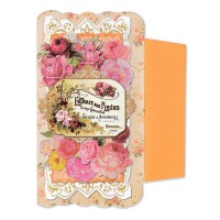ANTIQUE ダイカット ポチ袋 ローズ 5枚セット Sサイズ （オレンジ）|ポチ袋|文房具