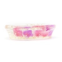 ソープディッシュ  石けん置き （ピンク×パープル×薔薇）