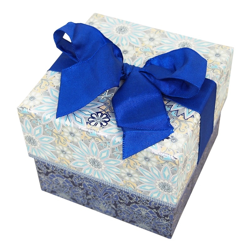 Punch Studio 【クリスマス】 トリンケットボックス リボン付き L点サイズ （ブルー×シルバー）
