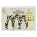 フランス製　ネコのポストカード （Les 3 Chatons de la sagesse） 三猿