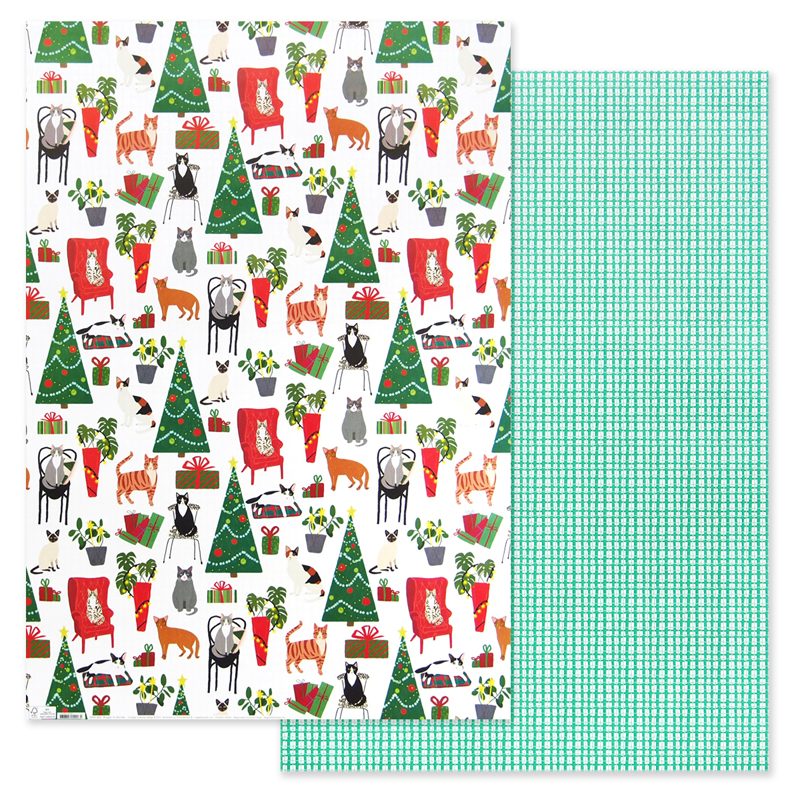 ロジャーラボード ラッピングペーパー 包装紙 両面別柄プリント クリスマスの部屋と猫たち Roger La Borde ロジャーラボード ラッピングペーパー 雑貨ロビン