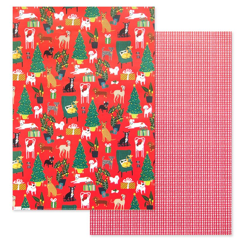ロジャーラボード ラッピングペーパー 包装紙 両面別柄プリント クリスマスの部屋と犬たち Roger La Borde ロジャーラボード ラッピングペーパー 雑貨ロビン