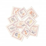 スクラップ コラージュ素材 セット (切手風×花柄） 布素材|スクラップブッキング用品|ラッピング | 手芸用品