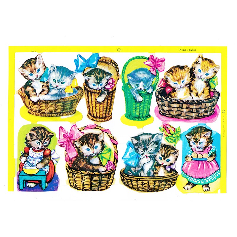 イギリス製 クロモス スクラップシート （青い瞳の子猫たち）