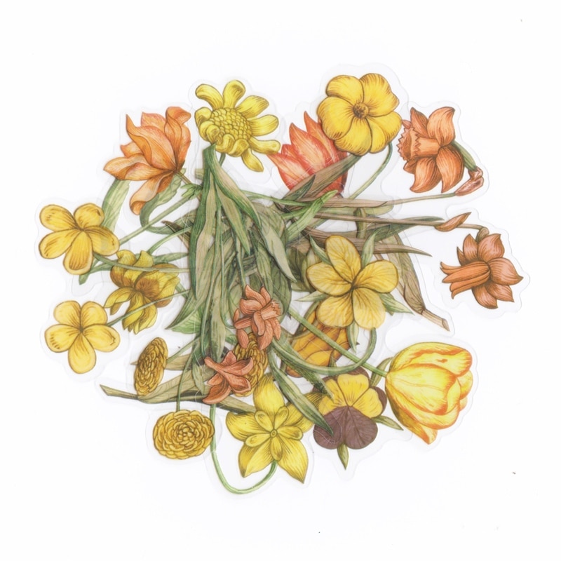 フレークシール セット スクラップ素材 一輪の花シリーズ （記憶の花） PET素材