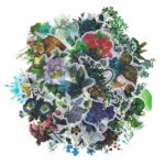 フレークシール セット スクラップ素材 レトロフラワーシリーズ （ブルー） PET素材