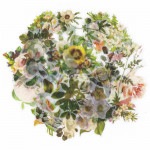 フレークシール セット スクラップ素材 レトロフラワーシリーズ （ホワイト×ピンク） PET素材
