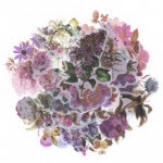 フレークシール セット スクラップ素材 レトロフラワーシリーズ （パープル） PET素材