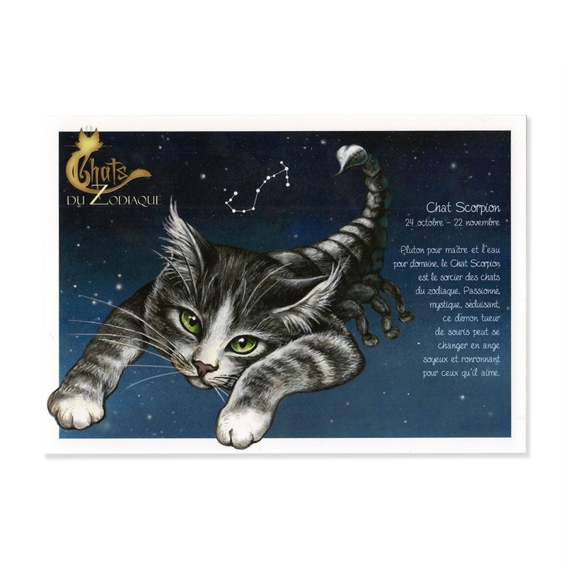 フランス製　ネコのポストカード（Chat Scorpion） 十二星座 さそり座