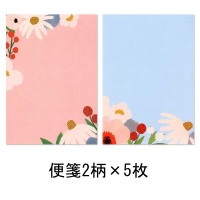 ロジャーラボード レターセット 便箋2柄×5枚 封筒10枚 シール2柄×1シート （カラフルフラワー）