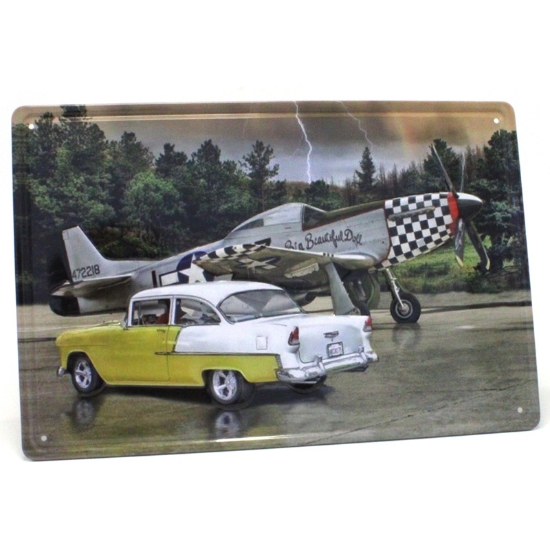 アンティークメタルプレート　S [MUSTANG P-51]