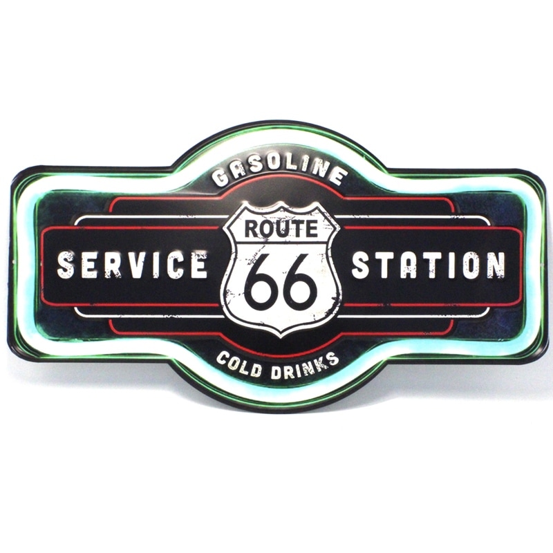 アンティークメタルプレート　ダイカット［66 SERVICE STATION］