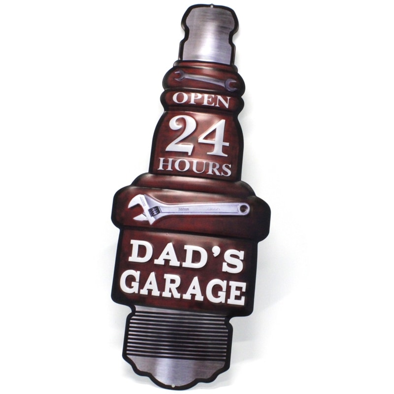 アンティークメタルプレート　ダイカット［GARAGE PLUG］