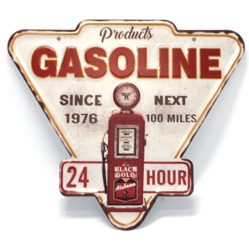 アンティークメタルプレート　［GASOLINE 24 HOUR］