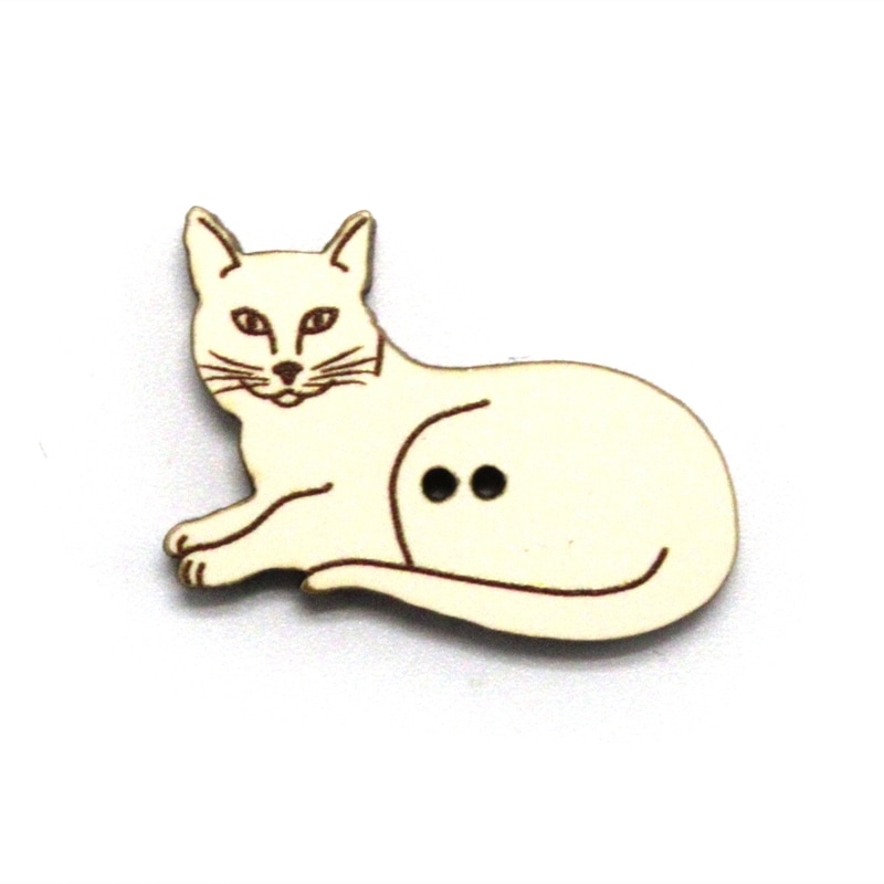 フランス製 木製ボタン 2つ穴 （ねこ　ヨコSM・アイボリー） アトリエ・ボヌール・ドゥ・ジュール