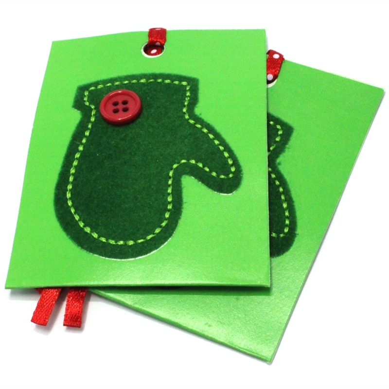 The Gift Wrap Company 【クリスマス】フロッキングタグ：MITTEN　2枚入り