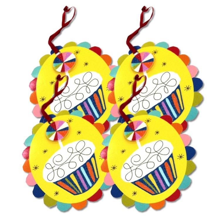The Gift Wrap Company 3Dギフトタグ：CUPCAKE PRTY 4枚入り