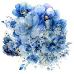 箔押し加工の大きな花のクリアシール(ブルー)