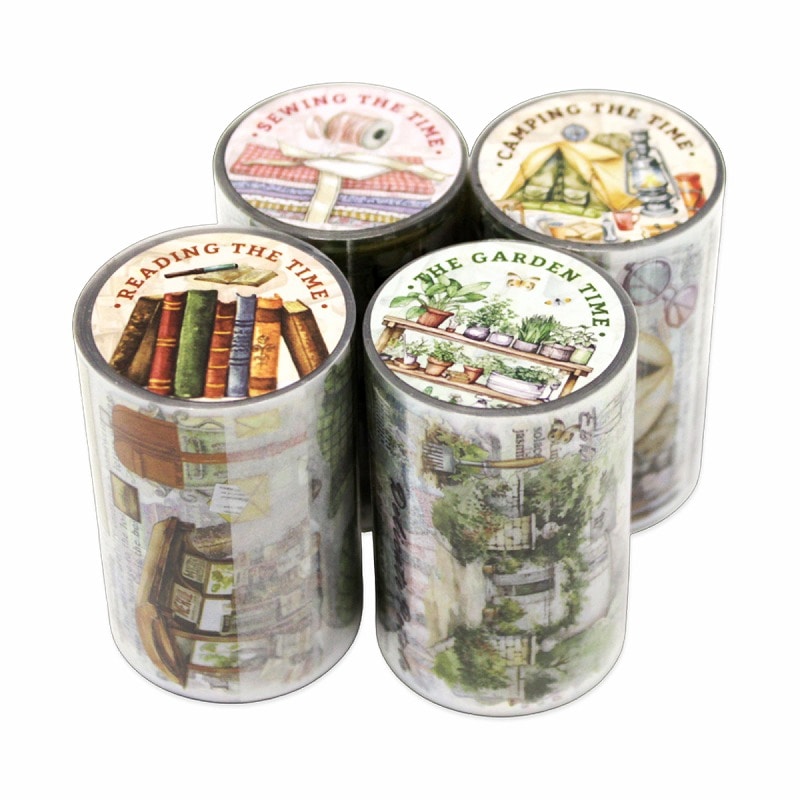 【お買い得セット】フレークシール (透明ロールテープ) スクラップ素材 雑貨シリーズ PET素材 【ジャーナルノート付き】