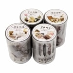 【お買い得セット】フレークシール (マット調ロールテープ) スクラップ素材 日常シリーズ PET素材 【ジャーナルノート付き】