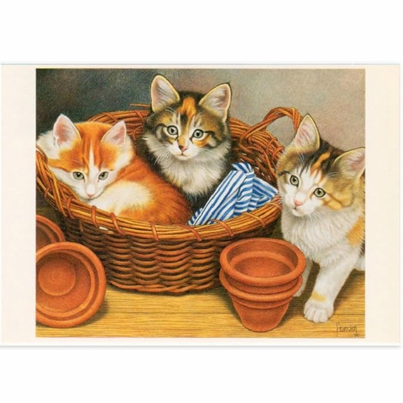 ART UNLIMITED ポストカード 【3匹の猫×カゴ】