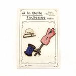 【ヴィンテージ・数量限定】フランス製 木製ボタンセット （トルソー×帽子×糸巻き） A la Belle Indienne