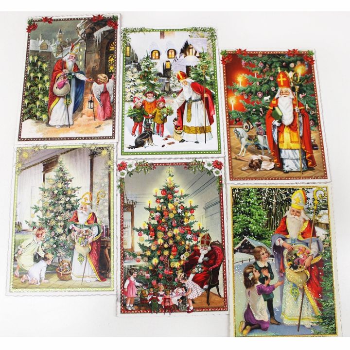 ドイツ製 【クリスマス】 ポストカード 12枚 セット ラメ＆ダイカット