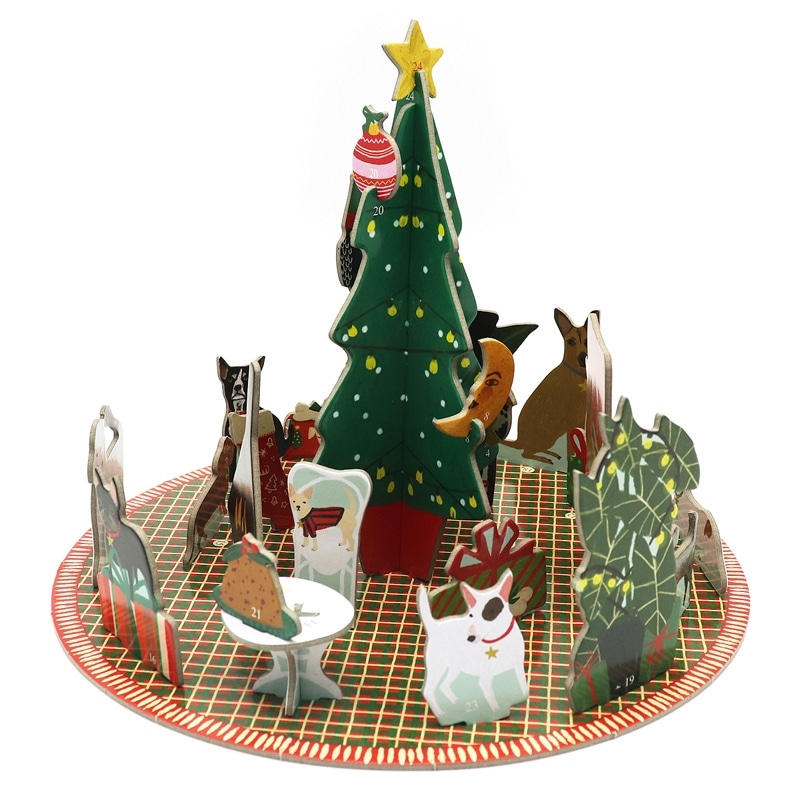 【掘り出し物・組み立て後カメラ撮影にのみ使用】ロジャーラボード 【クリスマス】 立体 アドベントカレンダー ポップ&スロット （イヌとクリスマスツリー）