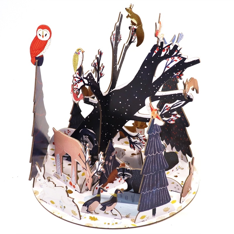 【掘り出し物・組み立て後カメラ撮影にのみ使用】ロジャーラボード 【クリスマス】 立体 アドベントカレンダー ポップ&スロット （動物×雪×木）