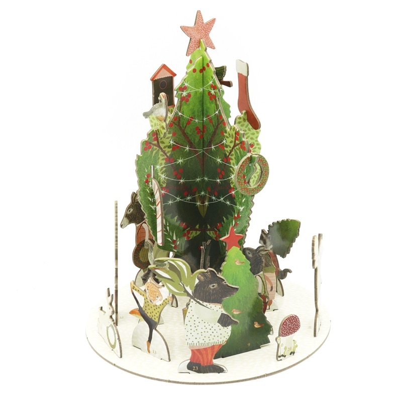【掘り出し物・組み立て後カメラ撮影にのみ使用】ロジャーラボード 【クリスマス】 立体 アドベントカレンダー ポップ&スロット （雪の中のツリーと動物たち）